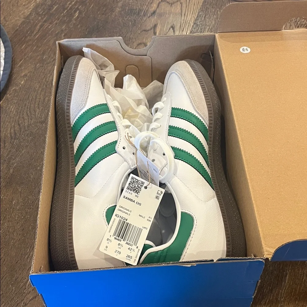 Adidas Samba OG White & Green Shoes Sneakers - New with tags and box 9 - Picture 1 of 8
